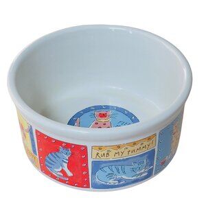 Signature Housewares Cat Bowl By Riviera Van Beers Stoneware 'Feed Me Cat' Print
